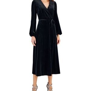 INC - Velour, faux wrap, midi dress - small